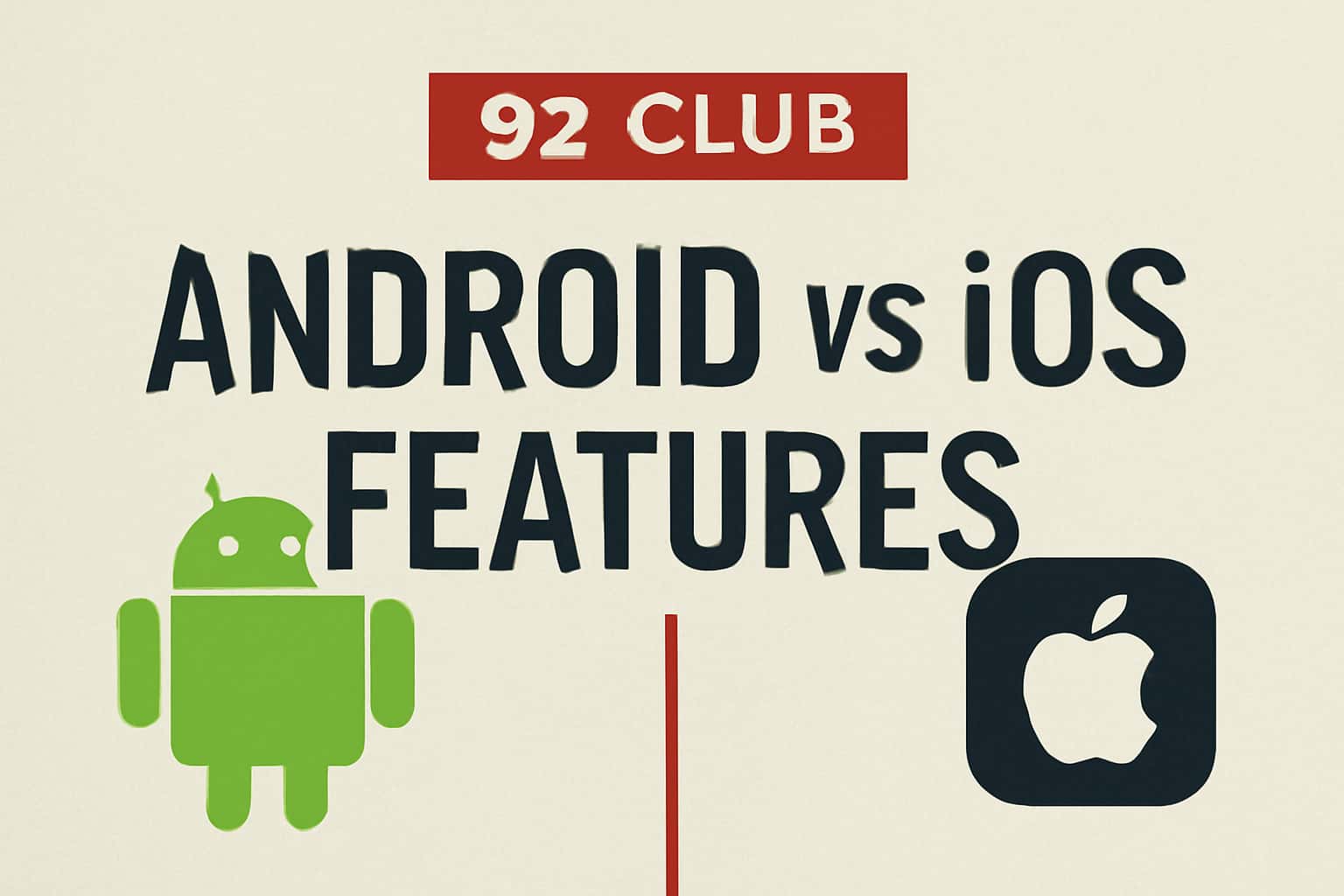 A visual representation of the differences between Android and iOS features for the 92 Club app.