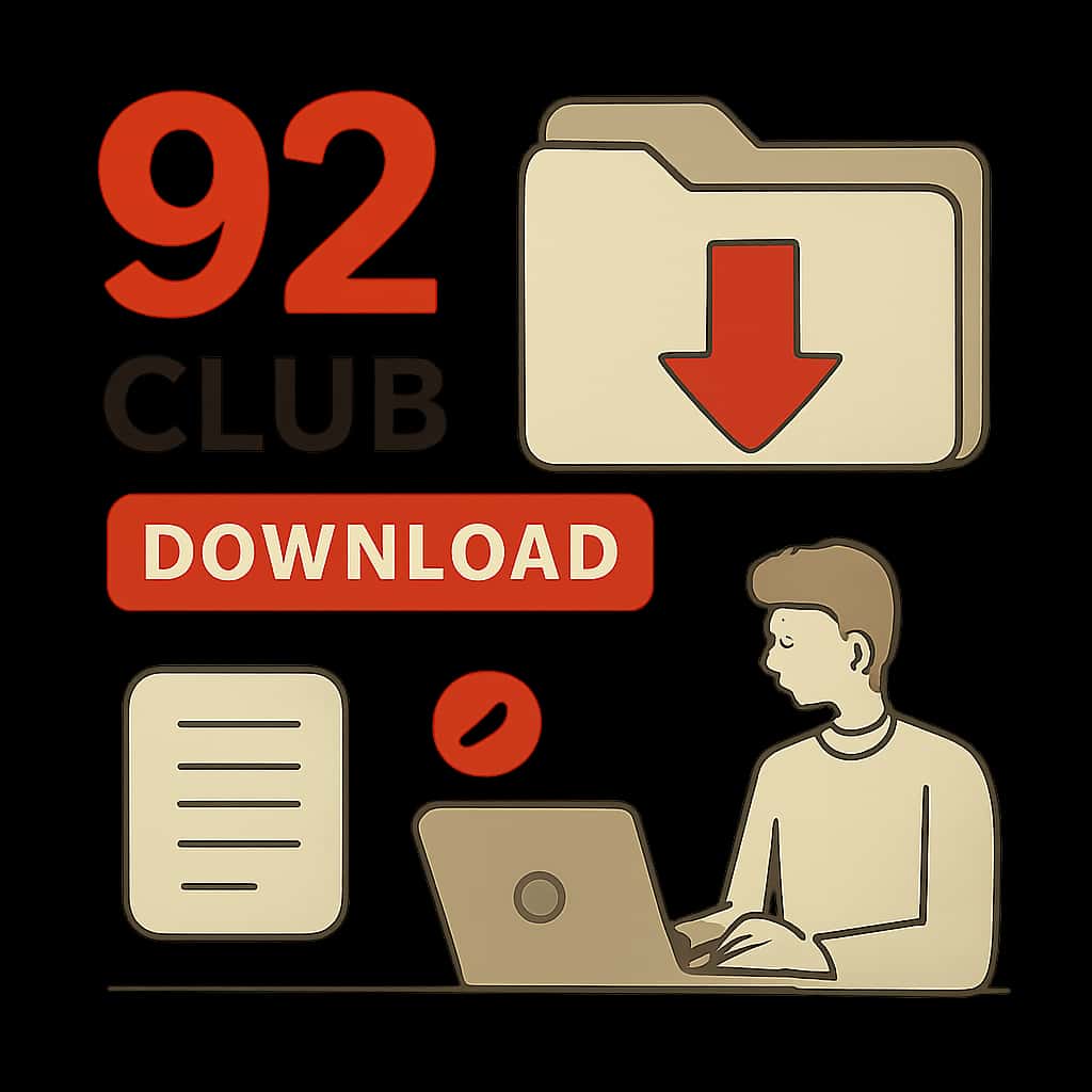 Diagram explaining steps for downloading 92 Club.