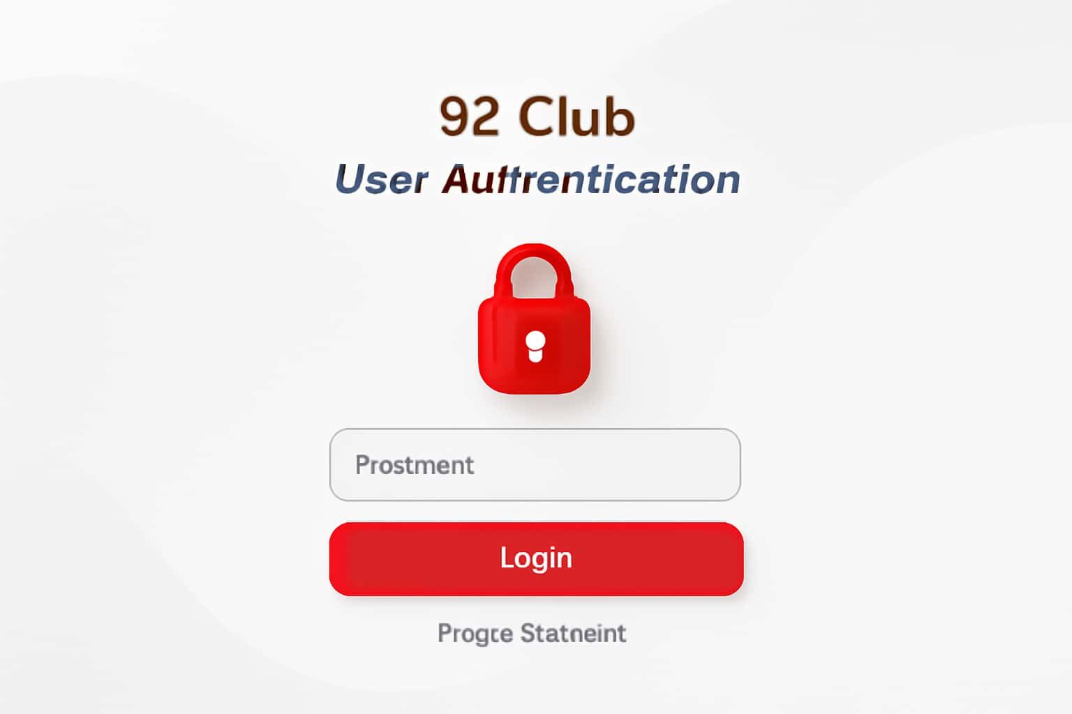 92 Club User Authentication Interface