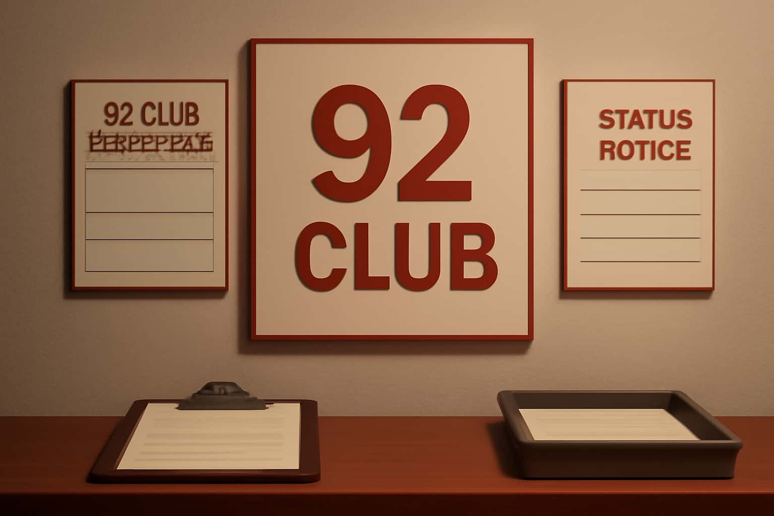 Illustration showcasing 92 Club Status Notices with a modern design.