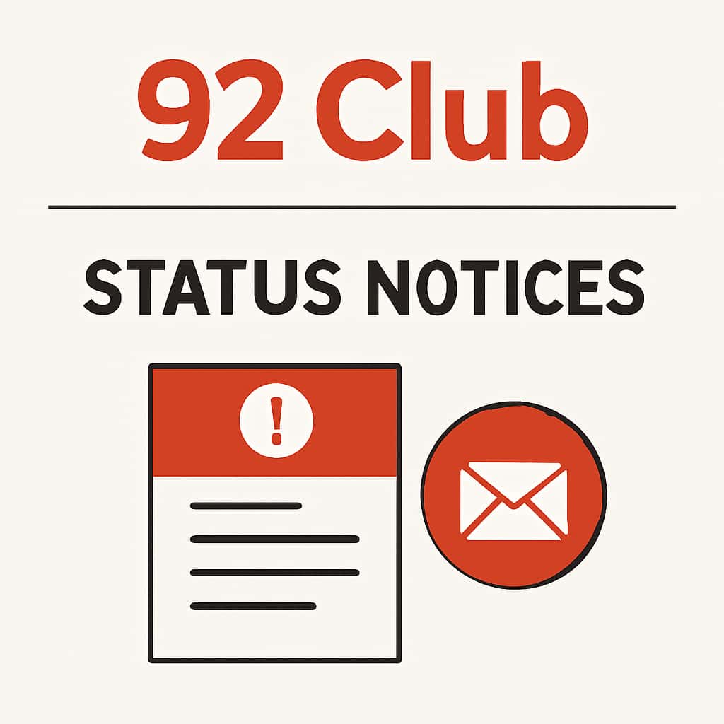 Diagram depicting how to access 92 Club Status Notices.