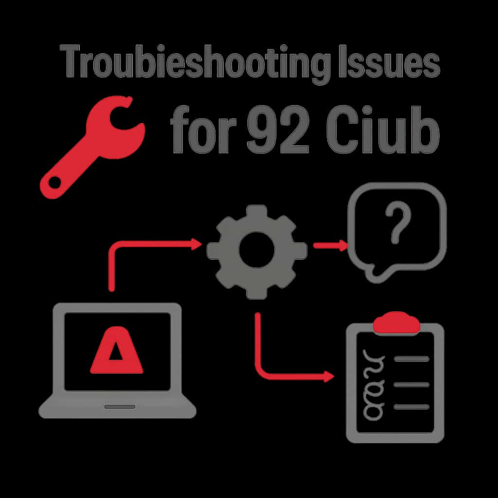 Illustration explaining troubleshooting steps for 92 Club.